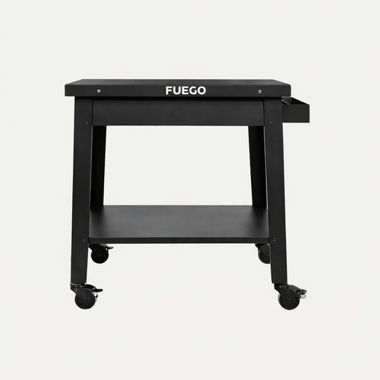 Table à Pizza en Acier Inoxydable avec Roulettes – Support pour Four à Pizza Extérieur